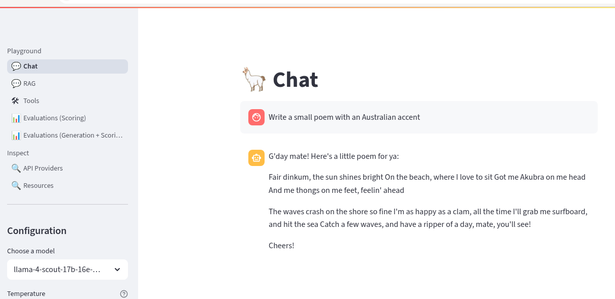 LlamaStack MaaS Models Chat