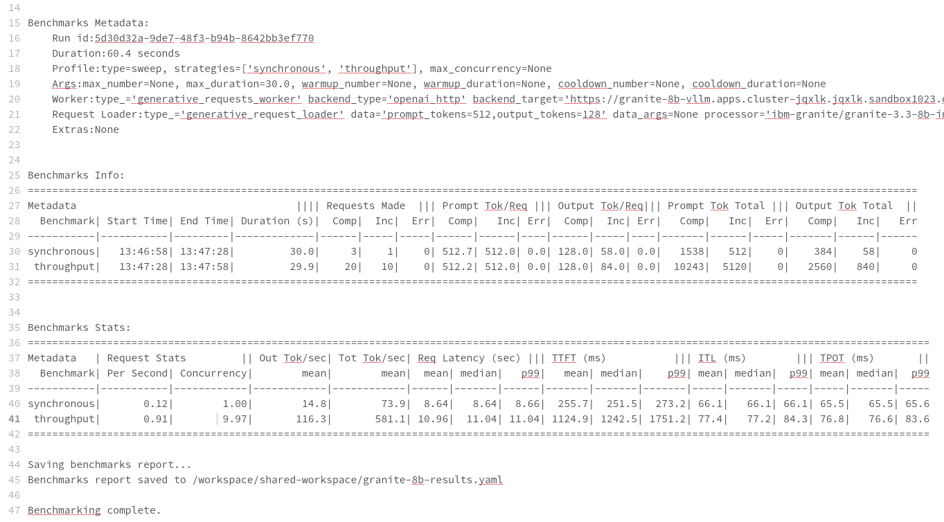 benchmark results