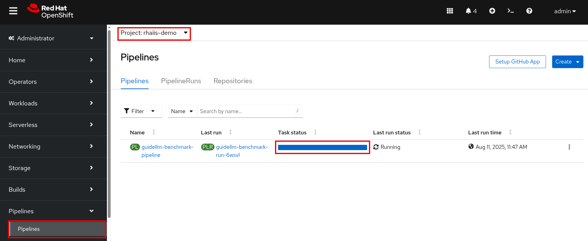 pipelinerun in ocp