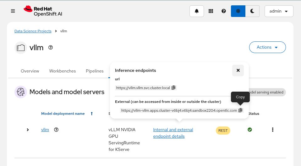 Model endpoint