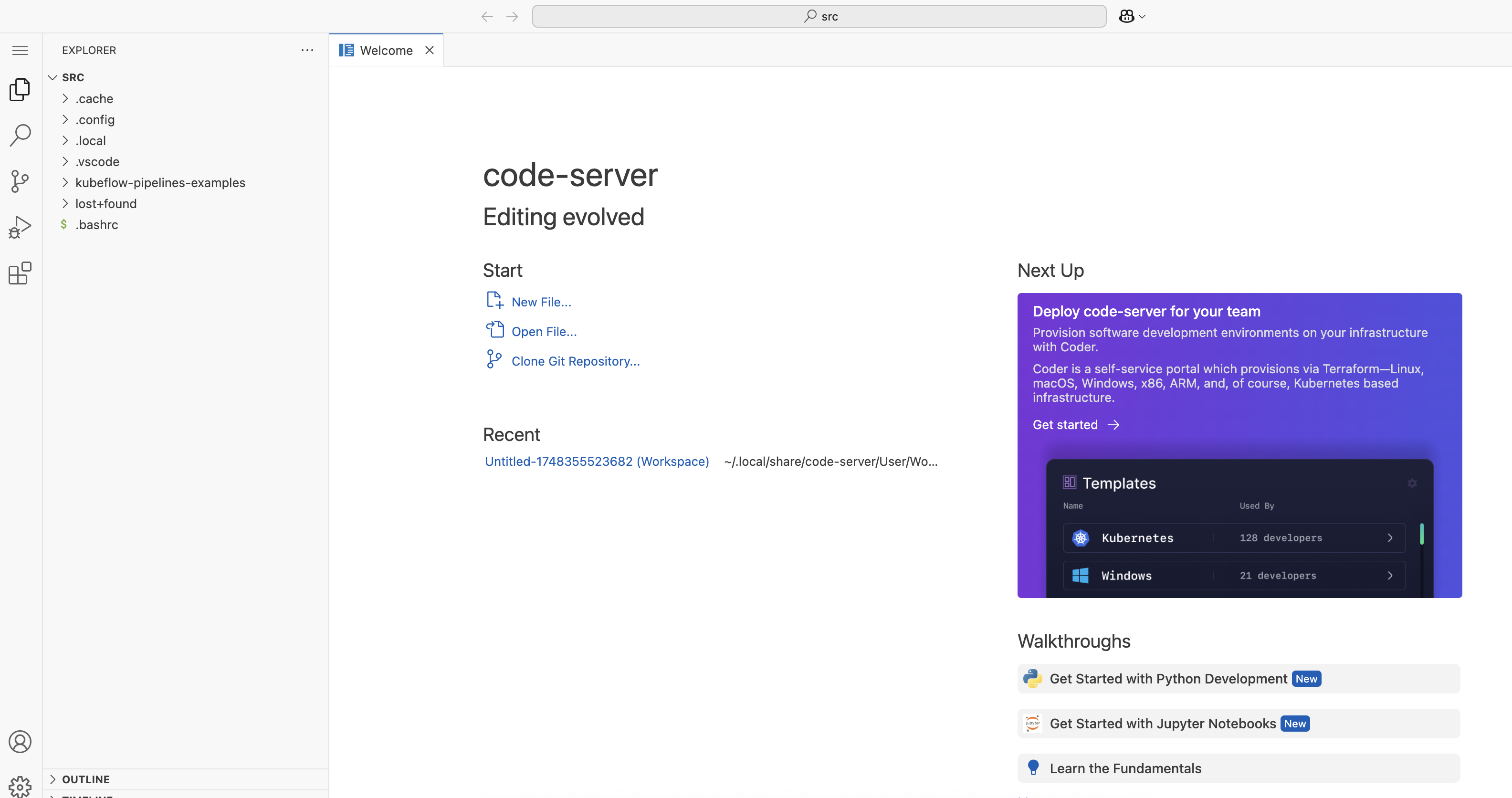 Code workbench window