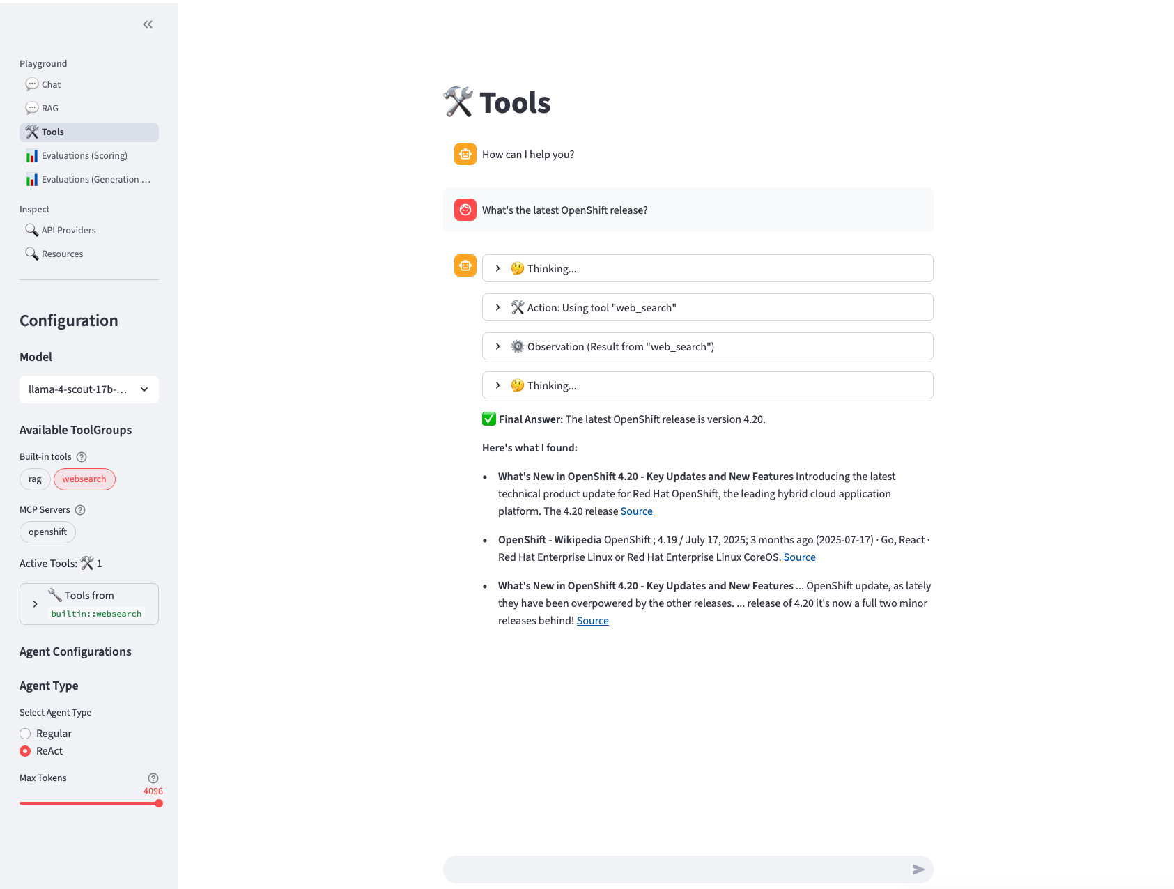 agentic ai playground react agent