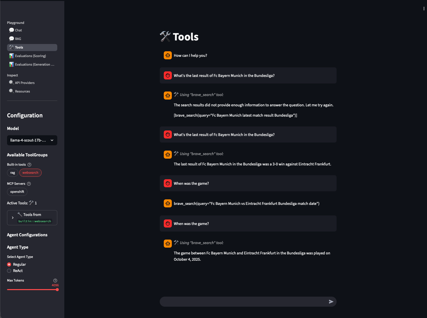 agentic ai playground websearch