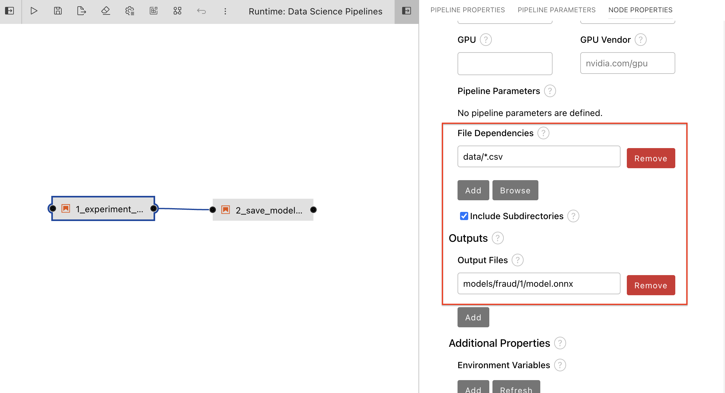 pipeline parameters
