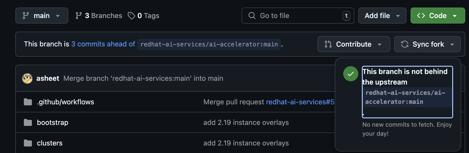 sync up to date